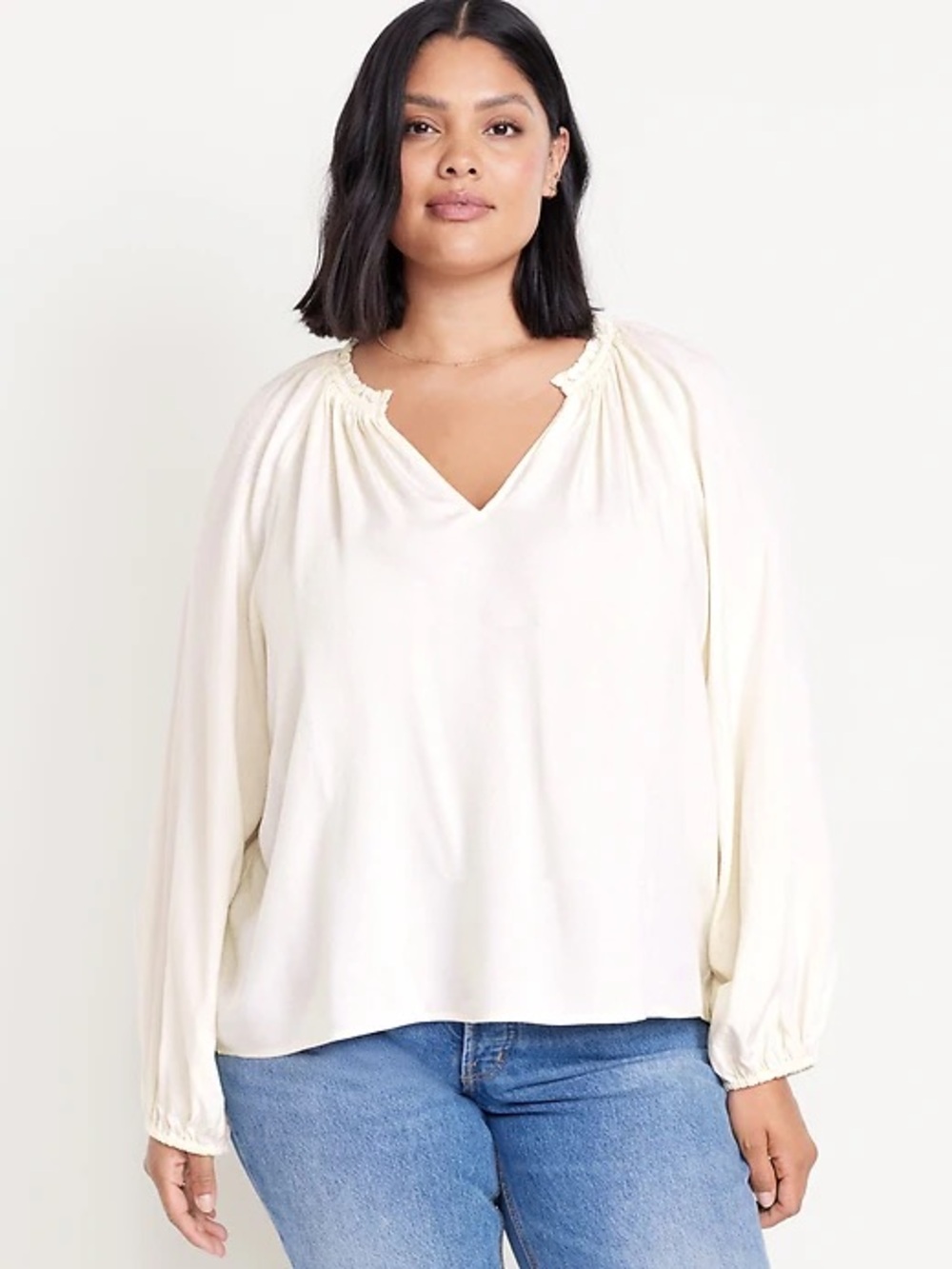 Old Navy Ruffled Split-Neck long sleeve Top